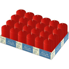 Hyoola Red Pillar Candles 5 x 10 cm - Unscented Pillar Candles Large - Pack of 24 - Candles Long Burning Time Made in EU