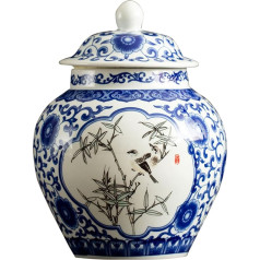 Jingdezhen Jingdezhen Classic zilā un baltā porcelāna stikla vāze, Happy Lotus raksts, roku darbs, augstums 23 cm (zaļa)