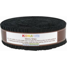 Robert Kaufman Kona Solids SS-101-40 Šauras svītras melnā krāsā, 40 gabali 2,5 cm un 44 collas iepakojumā