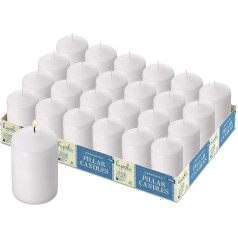 Hyoola White Pillar Candles 5 x 7,5 cm - Nekoncentrētas sveces, lielas - 24 gab. iepakojumā - sveces, kas deg ilgi, ražotas ES