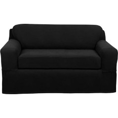 MAYTEX Pixel Ultra Soft Stretch Loveseat Couch mēbeļu pārvalks, 2 gabali, melns