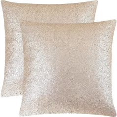 PiccoCasa 2 gabali Sequin spilvenu pārvalki 18x18 collas (45x45cm) Sparkly Dekoratīvais spilvenu pārvalks Spīdīgs Sparkle Satin Square Cushion Cover dzīvojamās istabas apdares pusei Champagne