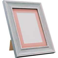 FRAMEES BY POST Scandi Vintage Distressed Blue with Pink Mount 45 x 30 cm Attēlu izmērs 14 x 8 collas