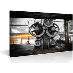 TISHIRON Vintage Machine Canvas Wall Art Steampunk Wall Decor for Bedroom Abandoned Metallurgical Company Waiting for a Demolition Plakāti un izdrukas ierāmētas gatavas pakārt (16