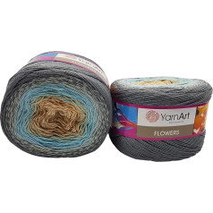 YarnArt Flowers 500g Bobel vilna, krāsu gradients, 55% kokvilna, daudzkrāsaina, bobel vilna, daudzkrāsains vilnas audums adīšanai