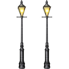 Beistle S57789AZ2 Joint Cardboard Paper Lantern Posts 2 Pieces Mardi Gras Decorations Christmas Party Supplies Fake Street Light Home Wall Decor, Black/Yellow/White