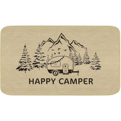 comfoyar Durvju paklājs Camper, Happy Camper Camping Dirt Trapper Mat, laipni gaidīts durvju paklājs ar gumijas pamatni apavu skrāpim, neslīdošs durvju paklājs Camper dekorēšanai ārpus telpām, 43 x 75 cm