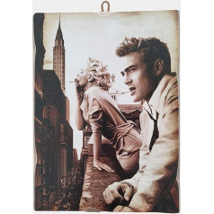 Marilyn Monroe & James Dean Vintage stila sienu mākslas druka uz koka 40x30cm