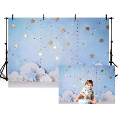 MEHOFOND 8x6ft zils zēns dzimšanas dienas fotogrāfijas fons Twinkle Twinkle Little Star White Cloud Glod Stars Kids Party Banner Decor Baby Shower Background Foto Studio Booth Props