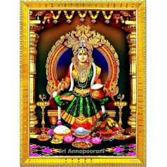 zig zag Maa Annapurna Devi/Mata Small Picture Frame for Wall Table Medium (7 x 9 inch, Acrylic Glass) Gold