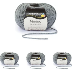 Schachenmayr Merino Extrafine 120, 50 g, vidēji pelēka, virsa (4 gabali)