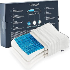 Technogel® regulējams anatomiski izliekts, augstumā regulējams kakla atbalsta spilvens ar gelu - patentēts, antibakteriāls, netoksisks un sertificēts, ļauj 4 augstumus muguras un sānu miegam