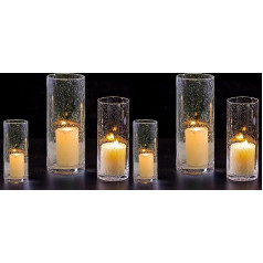 Hewory Tea Light Glass Set Clear: 6 Pieces Candle Holder Glass Decoration Living Room Table Decoration Glass Cylinder for Candles Floating Candles Pillar Candles Glass Cylinder Without Base for