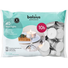 Bolsius 10 stundu maxi tējas lampiņas, 40 gab., baltas, 40 gab., 1 gab.