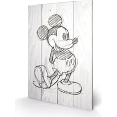 Pyramid International SW11129P Mickey Mouse Sketched Single Wandarbeit Izgatavots no egles koka, apdrukāts uz audekla