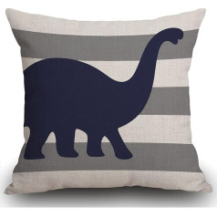 Smooffly Dino Rawr nozīmē, ka es tevi mīlu dinozaurā pelēkā svītrām Throw spilvens Case Dekoratīvs spilvens Cover Home Decor Square 18x18 collu