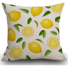 Smooffly Cushion Cover Lemon Dekoratīvie lina kvadrātveida divpusējs drukāts spilvens gadījumā mājas birojs dīvāns dīvāns auto dārzs 45x45cm