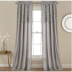 Lush Decor Bayview aizkari Pintuck Textured Semi Sheer Window Panel Drapes Set for Living, Dining, Bedroom (Pair), 84