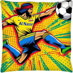 Pludmales pietura Al Nassr Pop Art Abstract Football Sports Cushion Cover Dāvanu ideja vīriešiem Sievietes Sievietes Zēni Meitenes 18x18 18x7 Al Nassr Pop Art