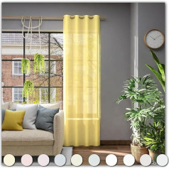 Neutex jums! Libre ECO Eyelet aizkars, daļēji caurspīdīgs, 245 x 142 cm (H x W), 481451, ražots Eiropā, Oeko-Tex Standard 100, dzeltens