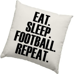 Futbola spilvena pārvalks - Eat Sleep Football Repeat Scatter Cushion Home Accessory Cushion Cushion Bedroom Footie Team Training Mad - Natural Linen 40 x 40 cm