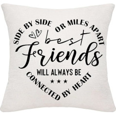 Hardeson Draudzības dāvanas sievietēm un meitenēm | Labākā drauga dzimšanas dienas dāvana | Side by Side or Miles Apart Cushion Covers | Inspirational Gifts for Good Friends Girlfriend Colleagues