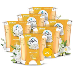 Glade Vegan aromātiskā svece ar ēteriskajām eļļām - Tabaka - 30 stundu smarža - 6 gab. iepakojumā