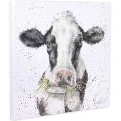 Wrendale Designs Milk Maid Cow Canvas Wall Art Picture Print 20cm Square White