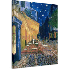 Wieco Art V0060-6080 Giclee Canvas Prints Cafe Terrace at Night Giclee Van Gogh Famous Oil Painting Reproducēšana Art Print Canvas Wall Art for Living Room Living Room Decoration