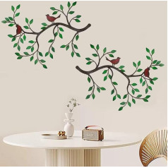 DETENE Metal Birds Wall Art Hanging Leaves with Birds Wall Sculpture for Hanging Wall Decoration for Living Room Bedroom Home Office Bar Shop Patio Garden Decoration