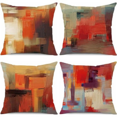 BCKAKQA Spilvenu pārvalki 18 x 18 collas 4 Pack Red Orange Dekoratīvie spilvenu pārvalki 18 x 18 collas Soft Polyester Square Cushion Covers for Bedroom Living Room Sofa Couch Bed