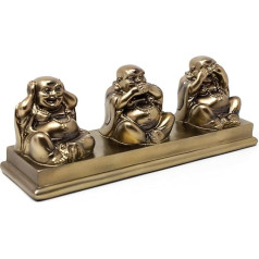 Thorne Antiques & Collectables dekoratīvā figūriņa Trīs gudrie buddi, pieejama melnā, bronzas vai sudraba krāsā, sintētiskie sveķi, bronza, 19,5 cm x 6,5 cm x 6 cm