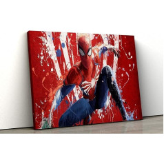 52north Spider Spider Superhero Comic Book Character Splatter Framed Canvas Print Wall Art Gift (A4 (12 x 8 collas))