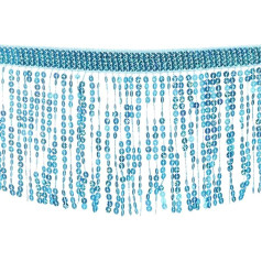 QUARKZMAN 10 Yards Sequin Fringe robežas 6,3 collas platas bārkstis bārkstis šūšanas robežas lentes poliestera DIY amatniecības šūšanas aizkaru spilvenu kleita apģērbu apdare ezers Blue