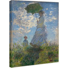 Wieco Art M0103-P Art Print on Canvas Woman with Parasol Claude Monet Slavens Oil Painting Reproducēšana Mājas Biroja Dekorācijas Art Deco 12x16 collu (30x40cm) Blue/Green