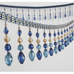 Bārkstis bārkstis apdares, 1 Yard Crystal Glass Beaded Lace Fringe Trim Polyester Webbing Tassel aizkaru apdares DIY kāzu dekori amatniecības apdares piederumi (D)