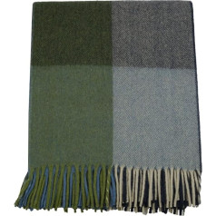 The Scotland Kilt Company Scottish Tartan Blue Green Grey Check Picnic Rug 100 % vilnos kelioninė antklodė su kutais 60x70cm