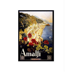 TRAVEL Amalfi krasta pludmale Italia Itālija New Black Framed Art Print B12X11298