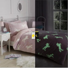 GC GAVENO CAVAILIA Unicorn Double Duvet Cover Set Fluorescent Glow in the Dark Teddy Fleece Cuddly gultasveļa komplekts rozā krāsā