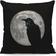 WONDERTIFY Crow Cushion Cover Black Crow Ative Night Under Moon Cushion Covers for Men Women Pillowcase Living Room Farmhouse 45 x 45 cm