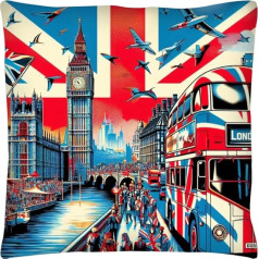 Pop Art Union Jack London Home Decor Cushion Cover Krāsains Dāvanu ideja vīriešiem Sievietes Bērniem 45x45cm Abstract London