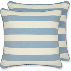 Sticky Toffee Cushion Cover | 2 komplekti | Blue Cream Stripes | 45 x 45 cm | Tikai spilvena pārvalks