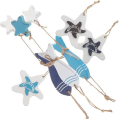 Garneck 6 gab Nautical Koka zivis Jūras sienu mākslas Jūras sienu rotājumi Jūras sienas rotājumi Jūras piekaramais ornaments Decoraciones para Sala De Casa Zivis pakārt Koka pludmales durvju pakaramie