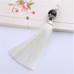 GOBBIS Zīda bārkstis, Mini bārkstis 10 gabali 11 cm pērļu zīda bārkstis bārkstis Šūšana Bang Tassel Trim atslēgu bārkstis DIY rotājumi Aizkaru piederumi piederumi daļas (krāsa: krāsa 2, izmērs: 10 gabali)