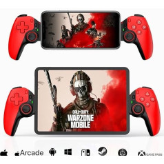 Megadream Mobile Game Controller für iPhone/iPad/Android/Tablet/Switch/PS4/PC, Ersatz für PS Portal, Kabelloses Gamepad mit Hall-Effekt Joystick & Trigger/Turbo/Support Streaming/Cloud Gaming-Rot