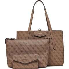 GUESS Eco Brenton Tote, Beige (Latin Logo), Size, brown