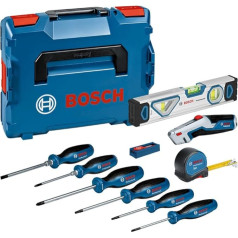 Bosch Professional rokas darbarīku komplekts, 13-teilig (inkl. 6x Schraubendreher, 1x Maßband 5 m, 1x Wasserwaage 25 cm, 1x Messer, 10x Ersatzklinge, 2x L-BOXX-Einlage, L-BOXX)