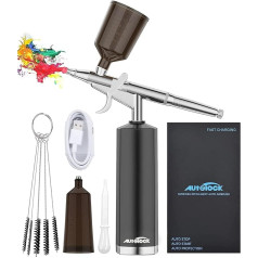 Autolock Airbrush komplekts 32PSI kompresora pārnēsājamo aerogrāfu komplekts un uzlādējams manuālais aerogrāfu komplekts grimam, kūku dekorēšanai, krāsošanai, nagu mākslai, tetovēšanai, 2 glāzes