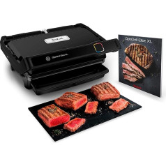 Tefal OptiGrill Elite XL kontaktgrils, 16 programmas, digitālais displejs ar gatavošanas līmeņa rādītāju, noņemamas XL plāksnes, elektriskais grils, melns, GC760812