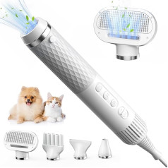 wawofun Dog Hair Dryer 4-in-1 Dog Hair Dryer, Portable Handheld Dog Hair Dryer with 3 Adjustable Wind Speeds and 4 Temperature Modes